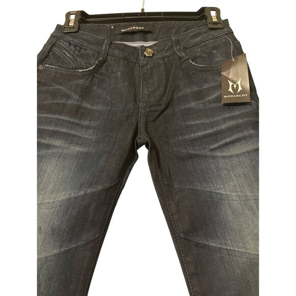 Womens Monarchy Dark Wash Bootcut Jeans W/ Faded Detailing - Size 24 - Picture 3 of 8